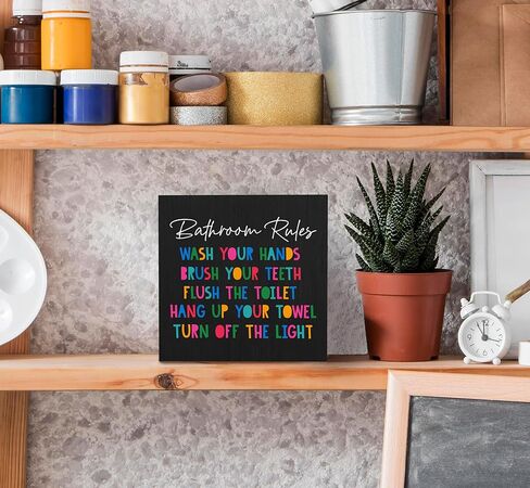 ديكور حمام الأطفال، صندوق خشبي، ديكور مكتب، ديكور صندوق حمام الأطفال الصغار، ديكور للمدرسة المنزلية، ديكور حمام قوس قزح، ديكور غرفة الحضانة، ديكور طاولة رف رياض الأطفال in Kuwait