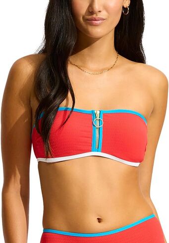 Seafolly Women's Standard Bandeau Bustier Bikini Swimsuit Top with Zip Front Detail in Saudi Arabia