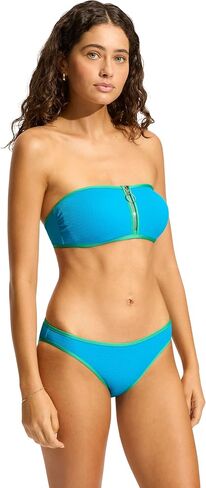 Seafolly Women's Standard Bandeau Bustier Bikini Swimsuit Top with Zip Front Detail in Saudi Arabia