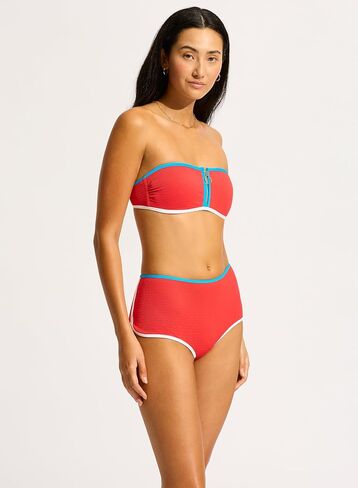 Seafolly Women's Standard Bandeau Bustier Bikini Swimsuit Top with Zip Front Detail in Saudi Arabia