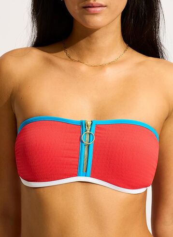Seafolly Women's Standard Bandeau Bustier Bikini Swimsuit Top with Zip Front Detail in Saudi Arabia