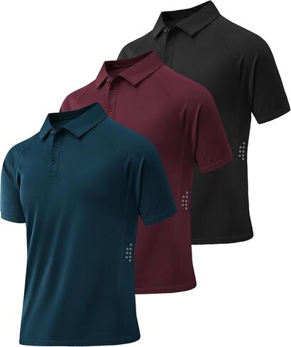 Zity 3 Pack Mens Polo قمصان قصيرة الأكمام الرطوبة الرطبة الفطرية أعمال رياضية غير رسمية القمصان الجولف للرجال in Kuwait