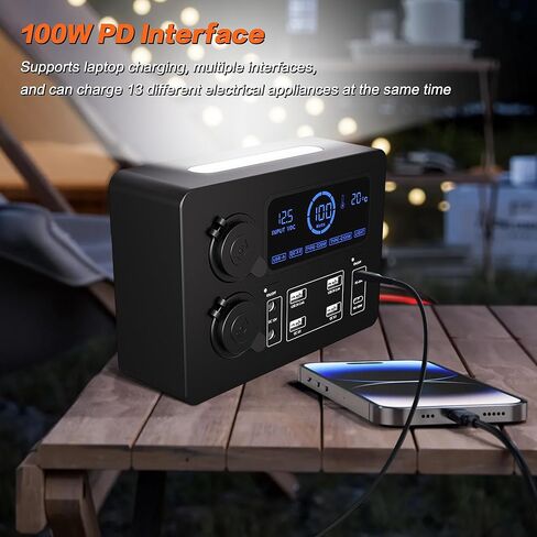 Iztoss 12V 100W MINFUNCED MINI POWER BOX نظام الطاقة الكهربائية مع الإضاءة LED USB-C ومنافذ QC3.0 Socket Socket Anderson Port for Camper RVS Pickup Trucks 4WD Canopy Caravan in Kuwait