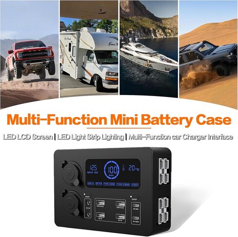 Iztoss 12V 100W MINFUNCED MINI POWER BOX نظام الطاقة الكهربائية مع الإضاءة LED USB-C ومنافذ QC3.0 Socket Socket Anderson Port for Camper RVS Pickup Trucks 4WD Canopy Caravan in Kuwait