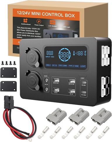 Iztoss 12V 100W MINFUNCED MINI POWER BOX نظام الطاقة الكهربائية مع الإضاءة LED USB-C ومنافذ QC3.0 Socket Socket Anderson Port for Camper RVS Pickup Trucks 4WD Canopy Caravan in Kuwait