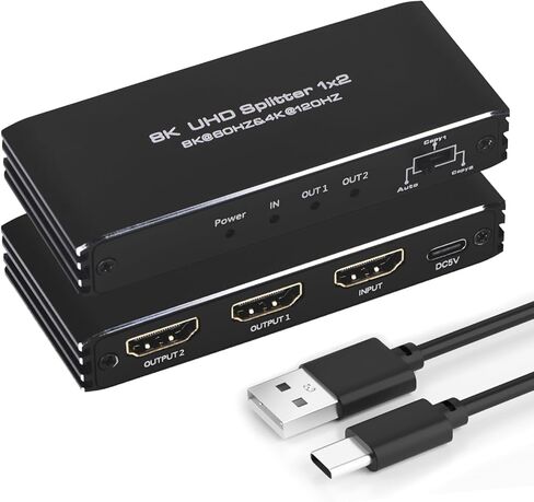 مقسم HDMI 8K@60 هرتز، 1 في 4 مخرج، 1x4 HDMI 2.1 مقسم يدعم 4K@120 هرتز، 1080P@240 هرتز VRR HDCP2.3 HDR 10، 48 جيجابت في الثانية EDID Dolby Atmos 7.1ch in Kuwait