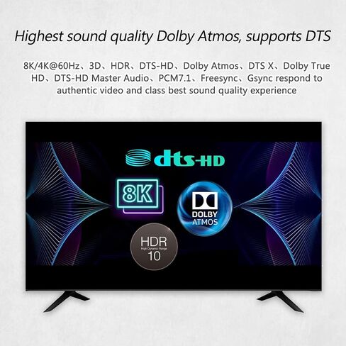مقسم HDMI 8K@60 هرتز، 1 في 4 مخرج، 1x4 HDMI 2.1 مقسم يدعم 4K@120 هرتز، 1080P@240 هرتز VRR HDCP2.3 HDR 10، 48 جيجابت في الثانية EDID Dolby Atmos 7.1ch in Kuwait