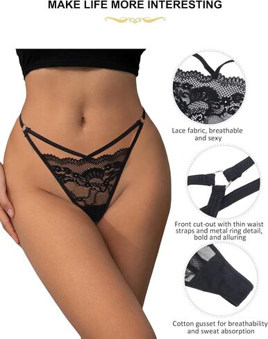 comeondear Lace G String Underwear for Women Sexy Lace Strappy Underwear Thong Plus Size Micro Thong Panties in Kuwait