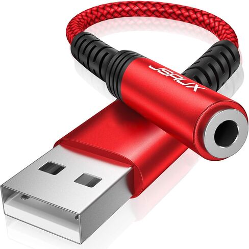 JSAUX USB to 3.5mm Jack Audio Adapter, Sound Card Support Mic TRRS | TRRS 4-pole, Nylon Braided, USB to Aux Jack, Plug and Play, for Headset Headphone Speaker Windows Mac Linux PC PS5 PS4 in Saudi Arabia