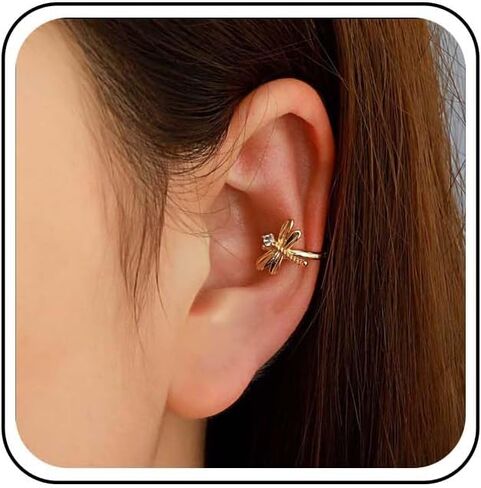 Boho CZ Dragonfly Ear Cuff Earrings Gold Dragonfly Cuff Wrap Earrings Small Dragonfly Cartilage Cuff Earrings Insect Ear Cuffs No Piercing Earrings Jewelry for Women in Kuwait