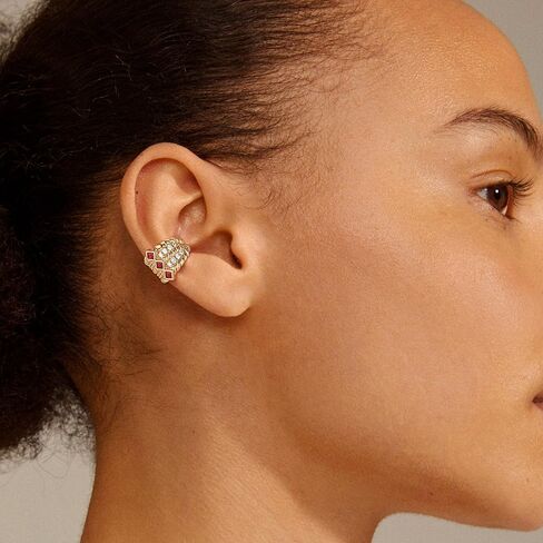 Ear Cuff Earrings for Women Trendy 14K Gold Plated Multi-Colored Cubic Zirconia Sparkle Ear Cuffs Non Piercing | Clip On Cartilage | Single in Kuwait