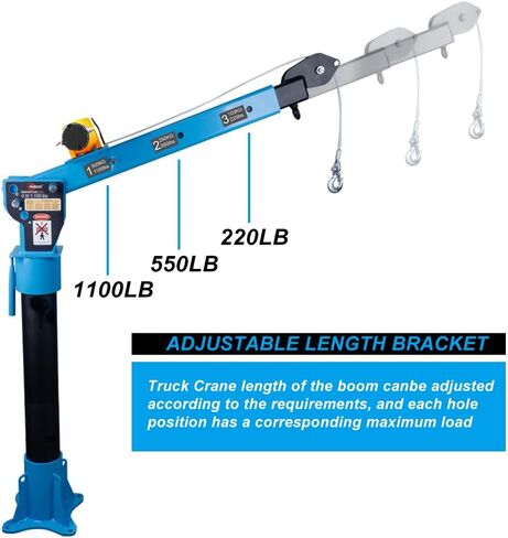 Winch 1100lb Folding Truck-Mounted Crane Electric Winch 3500 lb 12V, Painted Steel Pickup Truck Jib Cranes 360 Swivel,Infrared remote control and wired remote control in Saudi Arabia