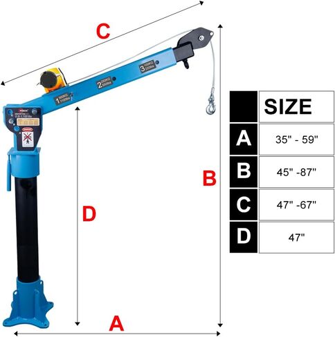 Winch 1100lb Folding Truck-Mounted Crane Electric Winch 3500 lb 12V, Painted Steel Pickup Truck Jib Cranes 360 Swivel,Infrared remote control and wired remote control in Saudi Arabia