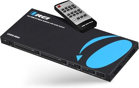 OREI 4K HDMI Matrix Switch 4 X 2، Switcher 18G UltraHD مع قوس يدعم ما يصل إلى 4K @ 60 هرتز وجهاز تحكم عن بعد بالأشعة تحت الحمراء 1080P - اختيار مصفوفة كامل in Kuwait