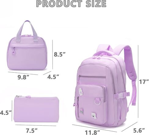 Kawaii Girls Backpack with Lunch Box Set, Cute Aesthetic Backpack Teens Bookbag for Middle High School (Beige) in Kuwait