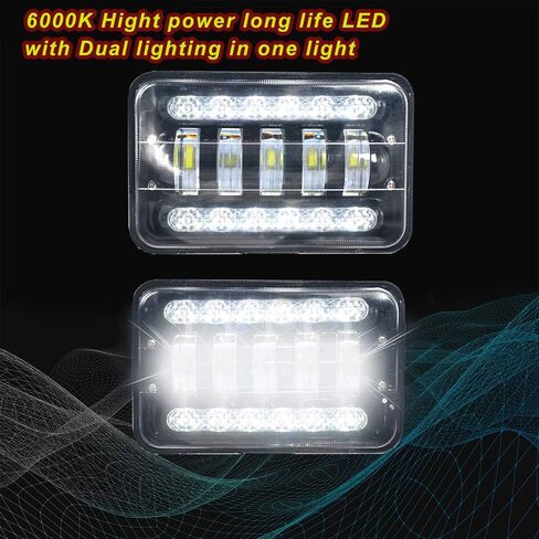 LED 4 × 6 بوصة مزدوجة انخفاض الحزمة انخفاض الضباب ضباب الضباب 6000K لجرار نصف مقطورة شاحنة على الطرق الوعرة (2 عبوة) in Kuwait