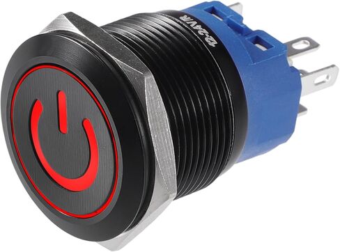 X AUTOHAUX 22mm Car Interior Pressure Switch Momentary Push Button Switch with Power Symbol LED 1NO 1NC 12-24V Aluminum Alloy for Boat Truck RV Red in Saudi Arabia