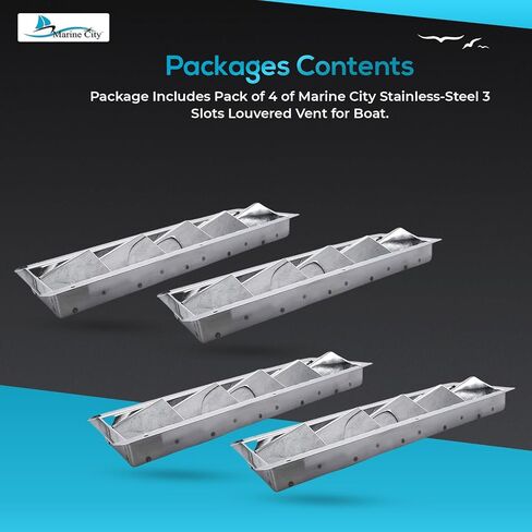 MARINE CITY Polished Finish Stainless Steel 5 Slots Louvered Vent 12-7/8 x 4-3/8 x 1-1/2 Inches for Boats – Marines – Ships - Yachts (Pack of 2) in Saudi Arabia