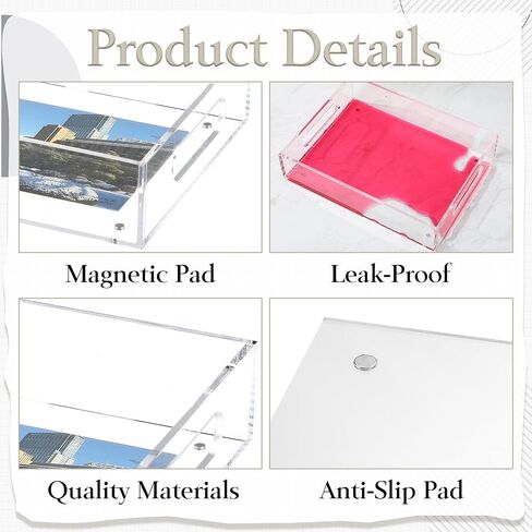 Acrylic Tray Acrylic Serving Tray with Handle Acrylic Tray with Insert Acrylic Tray with Magnetic Mat for Photo 6.5"x 8.5" Clear Acrylic Storage Decor Tray for Bathroom Living Room Office (1) in Saudi Arabia