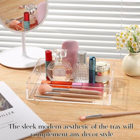 Acrylic Tray Acrylic Serving Tray with Handle Acrylic Tray with Insert Acrylic Tray with Magnetic Mat for Photo 6.5"x 8.5" Clear Acrylic Storage Decor Tray for Bathroom Living Room Office (1) in Saudi Arabia
