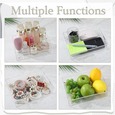 Acrylic Tray Acrylic Serving Tray with Handle Acrylic Tray with Insert Acrylic Tray with Magnetic Mat for Photo 6.5"x 8.5" Clear Acrylic Storage Decor Tray for Bathroom Living Room Office (1) in Saudi Arabia