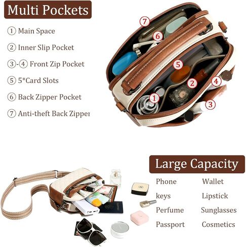 Crossbody Bags for Women Vegan Leather Shoulder Handbags Small Cross Body Purses for Women Trendy with Wide Strap in Saudi Arabia