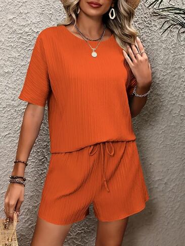 Beadchica Womens من قطعتين صالة مجموعات Tshirt Tops Draphstring Riker Shorts TrackSuit Workout مجموعات الركض in Kuwait