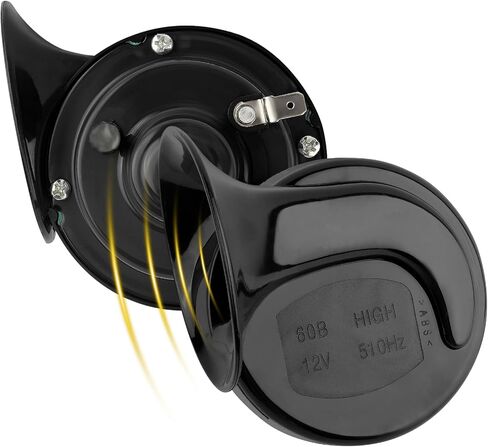 2PCS 12V Loud Car Horn with Installation Tools,Upgraded 300db Motorcycle Horn Stereoscopic Sound,Snail Like Appearance Truck Hornn Car Accessories for Truck SUV Motorcycle (Black) in Saudi Arabia