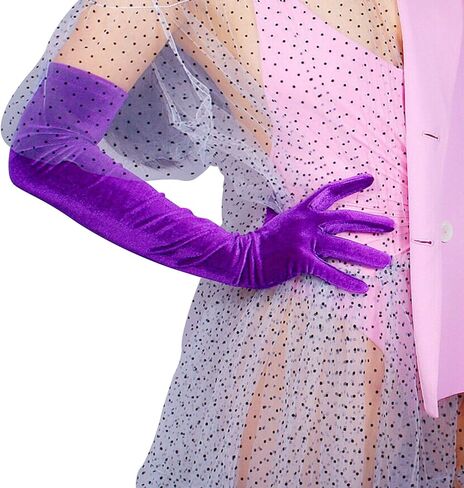 قفازات DooWay Opera الطويلة المخملية للنساء التي تعمل باللمس، قفازات تنكرية للحفلات المسائية المرنة in Kuwait