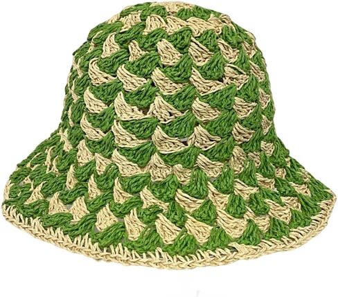 KORADI Women Sun Hats Two-Tone Straw Hat Wide Brim Crochet Summer Beach Hats Hollow Out Bucket Hat in Saudi Arabia