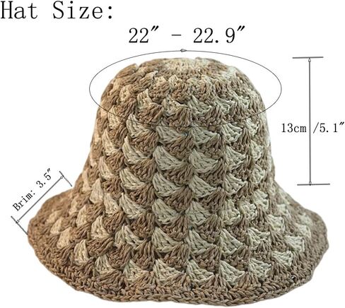 KORADI Women Sun Hats Two-Tone Straw Hat Wide Brim Crochet Summer Beach Hats Hollow Out Bucket Hat in Saudi Arabia