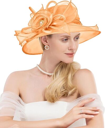 Women Organza Church Kentucky Hat Fascinator Cocktail Tea Party Derby Sun Hats in Kuwait