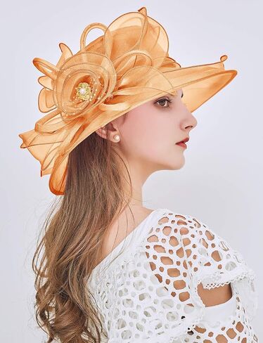 Women Organza Church Kentucky Hat Fascinator Cocktail Tea Party Derby Sun Hats in Kuwait