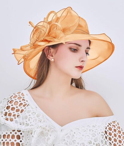 Women Organza Church Kentucky Hat Fascinator Cocktail Tea Party Derby Sun Hats in Kuwait