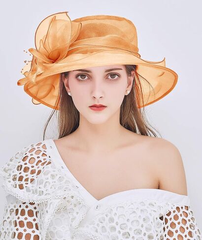 Women Organza Church Kentucky Hat Fascinator Cocktail Tea Party Derby Sun Hats in Kuwait