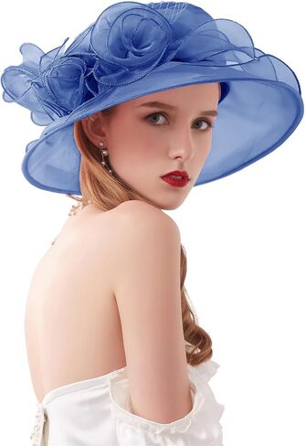 Women Organza Church Kentucky Hat Fascinator Cocktail Tea Party Derby Sun Hats in Kuwait