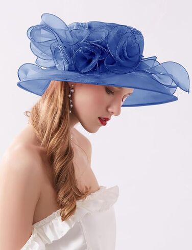 Women Organza Church Kentucky Hat Fascinator Cocktail Tea Party Derby Sun Hats in Kuwait
