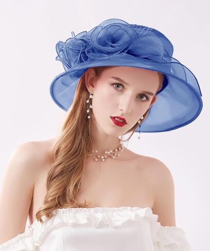 Women Organza Church Kentucky Hat Fascinator Cocktail Tea Party Derby Sun Hats in Kuwait