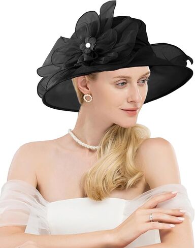 Women Organza Church Kentucky Hat Fascinator Cocktail Tea Party Derby Sun Hats in Kuwait