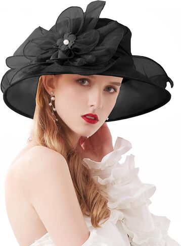 Women Organza Church Kentucky Hat Fascinator Cocktail Tea Party Derby Sun Hats in Kuwait