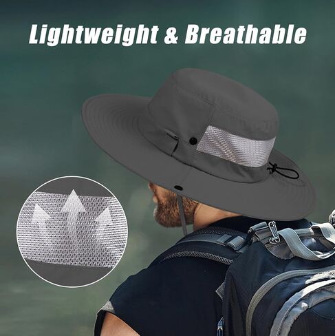 BEARAE Fishing Hat, UPF 50+ UV Protection Hiking Beach Bucket Hat, Adjustable Waterproof Wide Brim Sun Hats for Men Women in Kuwait