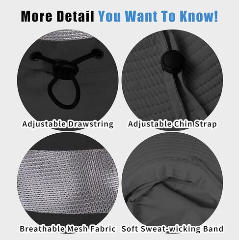 BEARAE Fishing Hat, UPF 50+ UV Protection Hiking Beach Bucket Hat, Adjustable Waterproof Wide Brim Sun Hats for Men Women in Kuwait