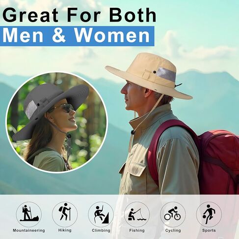 BEARAE Fishing Hat, UPF 50+ UV Protection Hiking Beach Bucket Hat, Adjustable Waterproof Wide Brim Sun Hats for Men Women in Kuwait