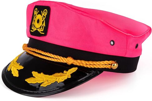 ArtCreativity Unisex Pink Captains Hat - 1 PC Adjustable Comfortable Sailor Hat for Halloween Costume with Snapback Closure - for Women and Men Costume Accessories in Saudi Arabia