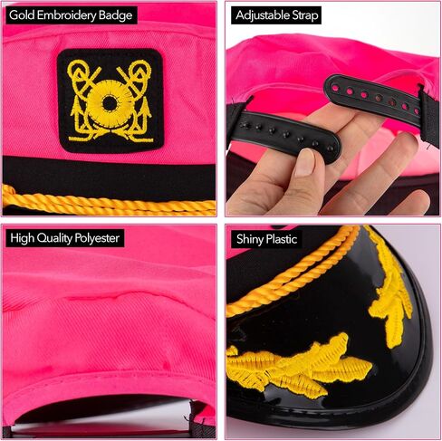 ArtCreativity Unisex Pink Captains Hat - 1 PC Adjustable Comfortable Sailor Hat for Halloween Costume with Snapback Closure - for Women and Men Costume Accessories in Saudi Arabia