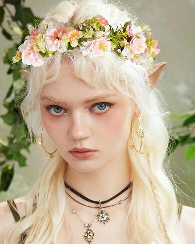 AWAYTR Flower Crowns for Women Flower Headband Adjusatble Flower Girl Headpiece Headband Fairy Crown for Bridal Wedding Festival Party Photo (Gradient - Pink) in Saudi Arabia