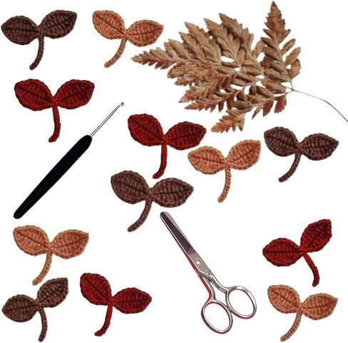 Handmade Crocheted Small Leaves of Roses Decoration Embellishment Scrapbook Craft Card Supplies DIY Flowers Cotton Yarn Applique Flower Leaves Scrapbooking Wedding. (Mixed Green) in Saudi Arabia