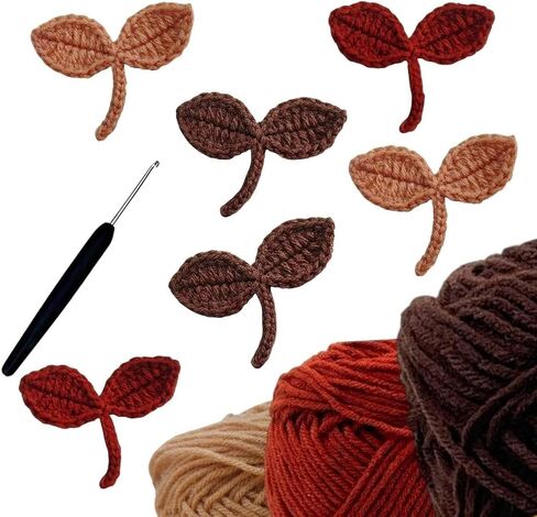 Handmade Crocheted Small Leaves of Roses Decoration Embellishment Scrapbook Craft Card Supplies DIY Flowers Cotton Yarn Applique Flower Leaves Scrapbooking Wedding. (Mixed Green) in Saudi Arabia