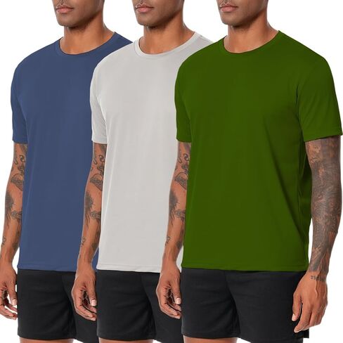 Nutria Workout Shirts for Men Quick Dry 3 Pack Short Sleeve Gym Athletic Running Tees Moisture Wicking Breathable Cool U18 in Saudi Arabia