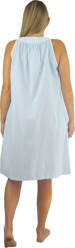 LA CERA Women's Cotton Embroidered Chemise, Sleeveless, Buttons, Hemline, Machine Wash, Side Pocket in Saudi Arabia